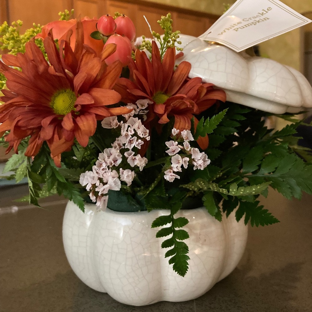 White Crackle Ceramic Pumpkins, set of 3! - Picture 9 of 10